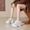 Primavera Nuevos Zapatos Blancos de Cuero Genuino con Aumento de Altura de 12 cm Zapatos de Plataforma de Fondo Grueso para Mujer Zapatos de Tacón Alto Pequeño Deportivos