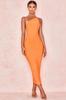 Vestido para Mujer Verano Vestido de un Hombro Vestido de Longitud Media Vestido de Fiesta Socialité Vestido de Cóctel Vestido Naranja Ajustado a la Cadera