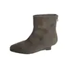 Botines de gamuza de tacón medio, nuevo estilo otoño e invierno, punta cuadrada, cierre trasero, botas de moda coreana, tacón único, botas para mujer, talla 40