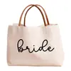Amazon Transfronterizo Más Vendido Despedida de Soltero Novia Bolsa de Lona Bolsa Tote Regalo de Boda Regalo de Boda Blanco
