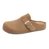 Mules fechadas estilo Birkenstock com sola grossa para mulheres, novo modelo de outono 2026, sapatos Birkenstock de calçar fácil com sola macia para grávidas