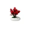 Micro-paisaje Simulación Planta Verde Planta en Maceta Estilo Nuevo Maceta Plana de Piedra Flor Artificial Adorno Decoración Sala de Estar del Hogar Bonsái Artificial