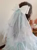 Presilha de Cabelo Infantil para Meninas, Laço de Coroa, Presilha com Borda de Véu, Acessório de Cabelo de Princesa Bordado Estilo Coreano