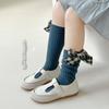 Calcetines de otoño e invierno para niños, calcetines simples de cuadros para niñas al por mayor, calcetines de media pantorrilla para niñas, calcetines lisos de pantorrilla para niños medianos y grandes