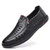 Zapatos Nuevos para Hombre, Zapatos de Verano de Cuero sin Cordones, Zapatos Transpirables Casuales Huecos para Hombre con Suela Suave Antideslizantes para Personas de Mediana Edad y Mayores, Zapatos de Papá