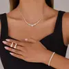 Sz0999 Moda Retro Europeia, Americana e Norte-Americana Transfronteiriça Colar de Diamante Cor AB Brincos Pulseira de Zircônia Conjunto de Joias de Três Peças