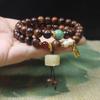 Pulsera de doble anilla de palisandro negro de 8 mm con colgante de queso, cuentas de Buda vintage para hombres y mujeres, rosario, joyería para parejas, venta al por mayor