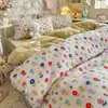 Juego de cuatro piezas de gasa de algodón burbuja Xiaozhu Clase A, estilo fresco y simple, adecuado para camas individuales o dobles de dormitorio, para usar en ropa de cama del hogar durante todo el año