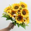 Flores de Girassol Artificiais para Eventos, Casamentos, Flores de Seda, Girassóis para Decoração de Hotel, Decoração de Casa, Atacado para Comércio Exterior