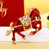 Regalo Creativo Llavero de Caballo de Doble Cara para Coche Colgante de Bolso de Mujer Anillo de Llavero con Pedrería Zodiacal Adorno del Año del Caballo