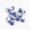 Nuevas cuentas de madera de 16 mm de porcelana azul y blanca, cuentas de madera impresas, accesorios decorativos hechos a mano para manualidades.
