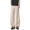 Textura refrescante pantalones rectos color albaricoque claro líneas segmentadas tridimensionales holgados adelgazantes ligeros con caída pantalones hasta el suelo moda masculina