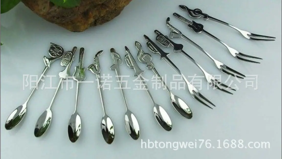 P-067AD儿童餐具叉勺,音乐匙圆号电吉它萨克斯小号中号音