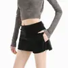 Falda Corta de Cuero Bodycon Estilo Chica Hot Retro 2026 Otoño/Invierno Nueva Casual Falda-Pantalón Casual de Doble Abertura de Cintura Alta