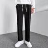 Pantalones Casuales Rectos Finos de Verano Frescos para Hombre con Cordón Cintura Elástica Pantalones Pequeños Estilo Occidental Anti-Arrugas Todo-Fondo Pantalones de Pierna Ancha