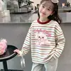 Camiseta de Manga Larga para Niña 2026 Nueva Cuello Redondo Primavera/Otoño Camiseta Base Rayada Ropa Infantil Elegante Suéter para Niña Camiseta de Moda