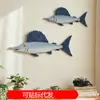 Decoración de Pared Tridimensional con Forma de Pez Estilo Mediterráneo, Decoración de Pared para Entrada y Sala de Estar, Adorno Colgante de Pez Temático del Océano, Colgante de Pared para el Hogar