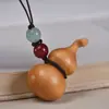 Artesanato de cabaça pequena esculpida em sândalo vermelho e sândalo verde, pingente pequeno para pendurar, chaveiro de cabaça lisa, celular, decoração de casa, versátil