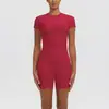 Conjunto de ropa de yoga y running para exteriores, estilo europeo y americano, transpirable, de manga corta, cintura alta, corte ajustado