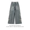 2025 Primavera y Otoño Nuevos Jeans Americanos Retro Lavados con Parche de Estrella Rayados Hombres y Mujeres Pantalones Casuales Holgados de Pierna Recta