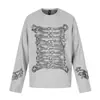 Yidao Vintage Otoño Nueva Llegada Retro Americano Textura Visual Estilo Palacio Cardigan Estampado Camiseta de Manga Larga