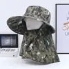 Sombrero de Pesca de Ala Ancha Camuflado para Hombre de Primavera y Verano, Sombrero con Protección Solar para Cara y Cuello para Ciclismo, Mascarilla Facial, Chal, Sombrero para Recoger Té