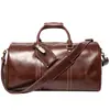 Bolsa de Viagem Retro Couro Cavalo Louco Europeia e Americana Camada Superior Couro Bovino Portátil Bolsa de Bagagem Fitness Bolsa Transversal de Ombro para Sapatos de Couro
