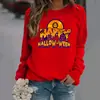 Suéter casual de manga larga con estampado de letras de Halloween para mujer, cuello redondo, comercio exterior europeo y americano