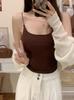 698# rayón color sólido pequeño sling sexy chicas calientes combinable para uso interior y exterior moda slim dobladillo plisado
