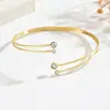 Pulsera Abierta Geométrica Minimalista con Diamantes, Anillo de Brazo de Lujo Ligero de Nicho de Gama Alta, Accesorio de Moda Versátil de Moda