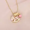Collar Colgante de Carrusel de Aceite Goteante para Joyería Esmaltada Moda Femenina Infantil Colorido Dopamina Donut Cadena para Clavícula