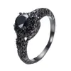 Venta Caliente Transfronteriza de Amazon Anillo Redondo Grande Diamante Negro + Diamante Negro Pequeño para Hombres y Mujeres Anillo de Temperamento Personalidad Avanzada Venta al por Mayor