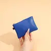 [LOGO Personalizável] Porta-moedas Feminino Cor Sólida PU Couro Macio Mini Carteira de Cartão e Moeda Masculina Bolsa de Bolso