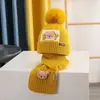Conjunto de Bufanda y Gorro de Punto Estilo Coreano para Niños, Set de 2 Piezas para Niños y Niñas, Letras Bordadas, Color Sólido, Gorro de Bebé Versátil para Invierno
