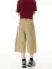 Shorts jeans leves para homens, perna larga, comprimento de três quartos, estilo vintage, marca da moda de verão, estilo japonês e americano, corte reto solto