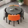 Mesa de comedor plegable que ahorra espacio para uso doméstico en apartamentos pequeños, juego de mesa y sillas para reuniones en tiendas, mesa redonda de recepción para ocio
