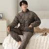 2024 Pijama Nuevo de Otoño e Invierno para Hombre de Tres Capas Acolchado con Forro Polar Grueso Cálido para Invierno Súper Grueso Traje de Ropa para Estar en Casa