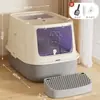 Caixa de Areia para Gatos Extra Grande Personalizada, Anti-Salpicos, Totalmente Fechada e Semi-Fechada Dois em Um Desodorizante Vaso Sanitário para Gatos Suprimentos para Animais de Estimação