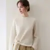 Diseño de amarre lateral, cuello redondo, manga larga, corte holgado, suéter de punto versátil para mujer, perfecto para otoño e invierno
