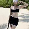 Nuevo traje de baño bikini de dos piezas para mujer, que oculta el abdomen y estiliza, adecuado para vacaciones en la playa y aguas termales, traje de baño deportivo de tres piezas