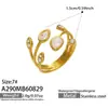 Estilo popular de comercio exterior europeo y americano, anillo abierto de acero inoxidable bañado en oro de 18 quilates con forma de serpiente, gota de agua y circonita, joyería para mujer