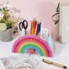 Modelo Montado - Porta-Canetas Arco-Íris Organizador de Canetas em Acrílico Recipiente de Mesa Armazenamento de Material de Escritório Porta-Pincéis