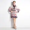 Comercio Exterior Vestido de Moda con Solapa para Mujer Primavera Temprana 2023 Manga Larga Estampado Retro Cintura Alta Vestido de Corte A