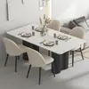 Mesa de comedor rectangular y sillas ins color pizarra negra, estilo italiano nuevo, moderno, adecuada para apartamentos pequeños, diseño moderno y minimalista, para uso doméstico