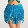 Cadena de Cintura de Danza del Vientre Blanca para Mujer Transfronteriza Chifón de Cuatro Capas con Lentejuelas Cinturón Práctica de Danza India Actuación Banda para Cadera Cintura