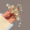 Grampo de Cabelo Metálico Artístico Retro com Flor de Planta Espiga de Trigo Franja de Pérola Lírio-do-vale Decoração de Cabelo Alfinete de Cabelo Acessório de Cabeça Venda por Atacado