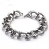 Pulseira de Caveira Punk Artesanal Estilo Europeu Americano Coreano Moda Pulseira de Aço Titânio 316L Fundição Joias Atacado Exquisita