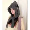 Balaclava de Jacquard de Lã com Desenho de Toupeira para Mulheres no Outono e Inverno Aconchegante e Quente Proteção para a Cabeça e Orelhas Chapéu Lei Feng
