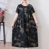 Vestido de Algodão e Seda para Mulheres de Meia-Idade e Idosas no Verão Engordativo Plus Size Solto Roupas de Casa de Manga Curta para Mãe Camisola para Usar Fora