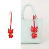 Nuevo Colgante de Gato de Cuero con Borlas Accesorio de Moda para Bolso Llavero de Bufanda de Seda Coreana Colgante para Mochila